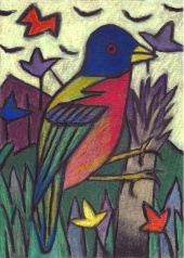 Blue Bird - chalk pastel on paper - 29x21cm