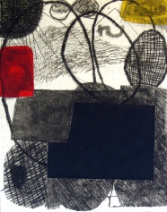 Red Rectangle - drypoint, chine colle - 29x22cm