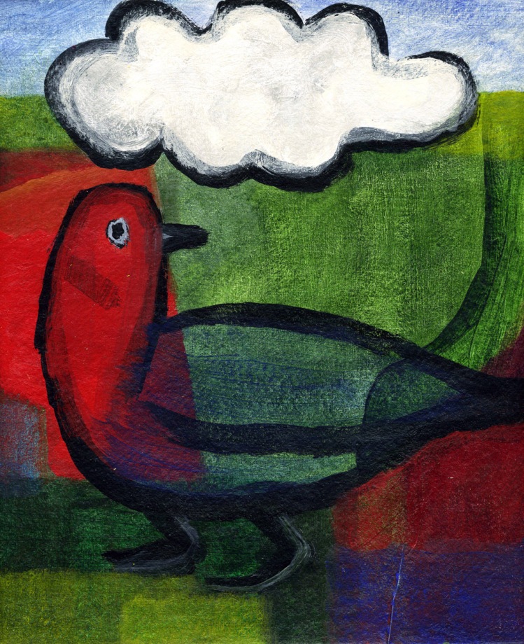 Bird with Cloud - acrylic