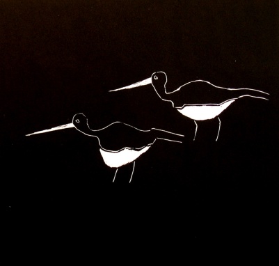 Waterbirds - linocut