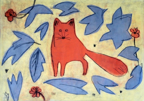 Little Fox - drypoint, mono print - 30 x 42 cm
