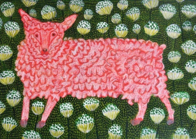 Little Lamb - acrylic, crayon - 29 x 40 cm